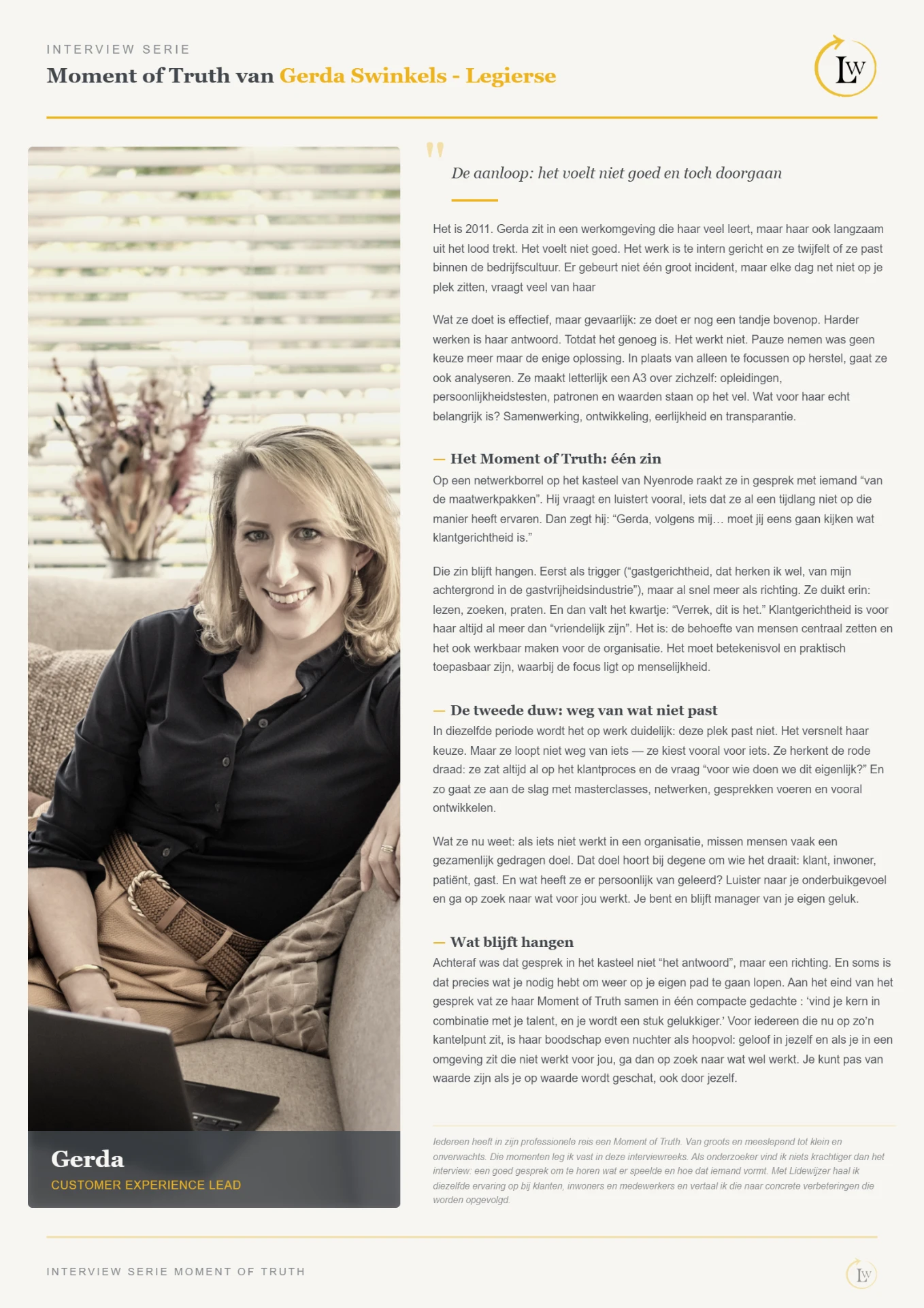 Moment of Truth interview met Gerda Swinkels-Legierse, Customer Experience Lead