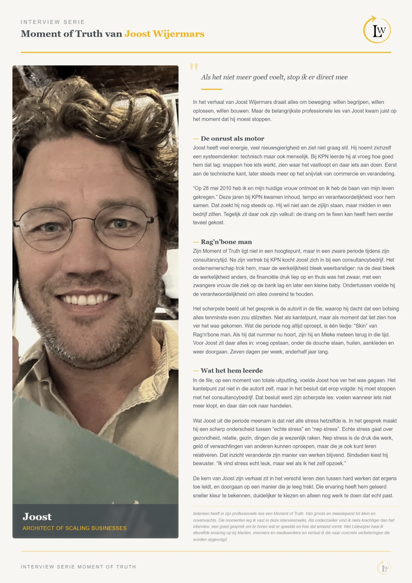 Moment of Truth interview met Joost Wijermars, Architect of Scaling Businesses